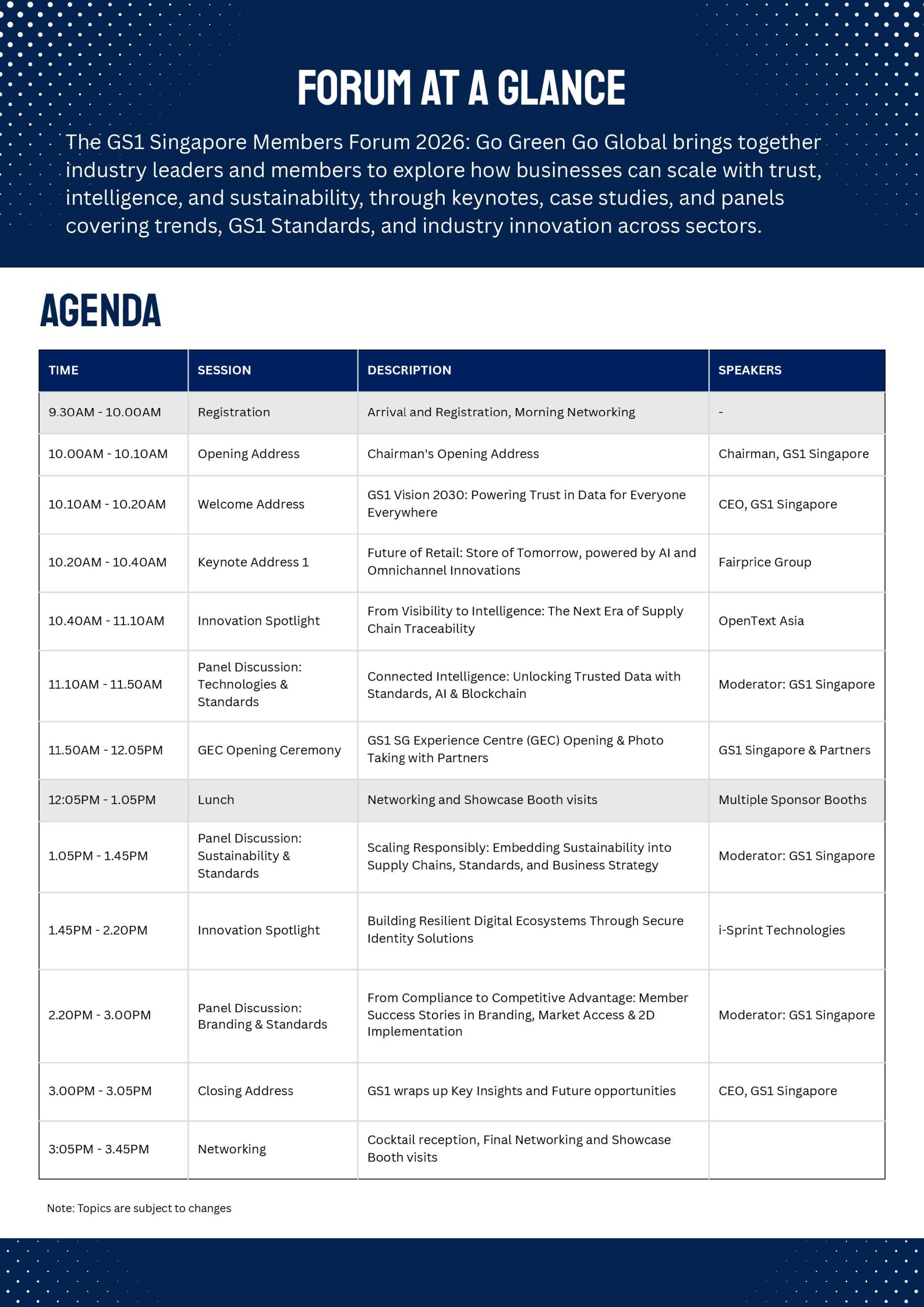 GS1 Singapore Members Forum 2026 Agenda