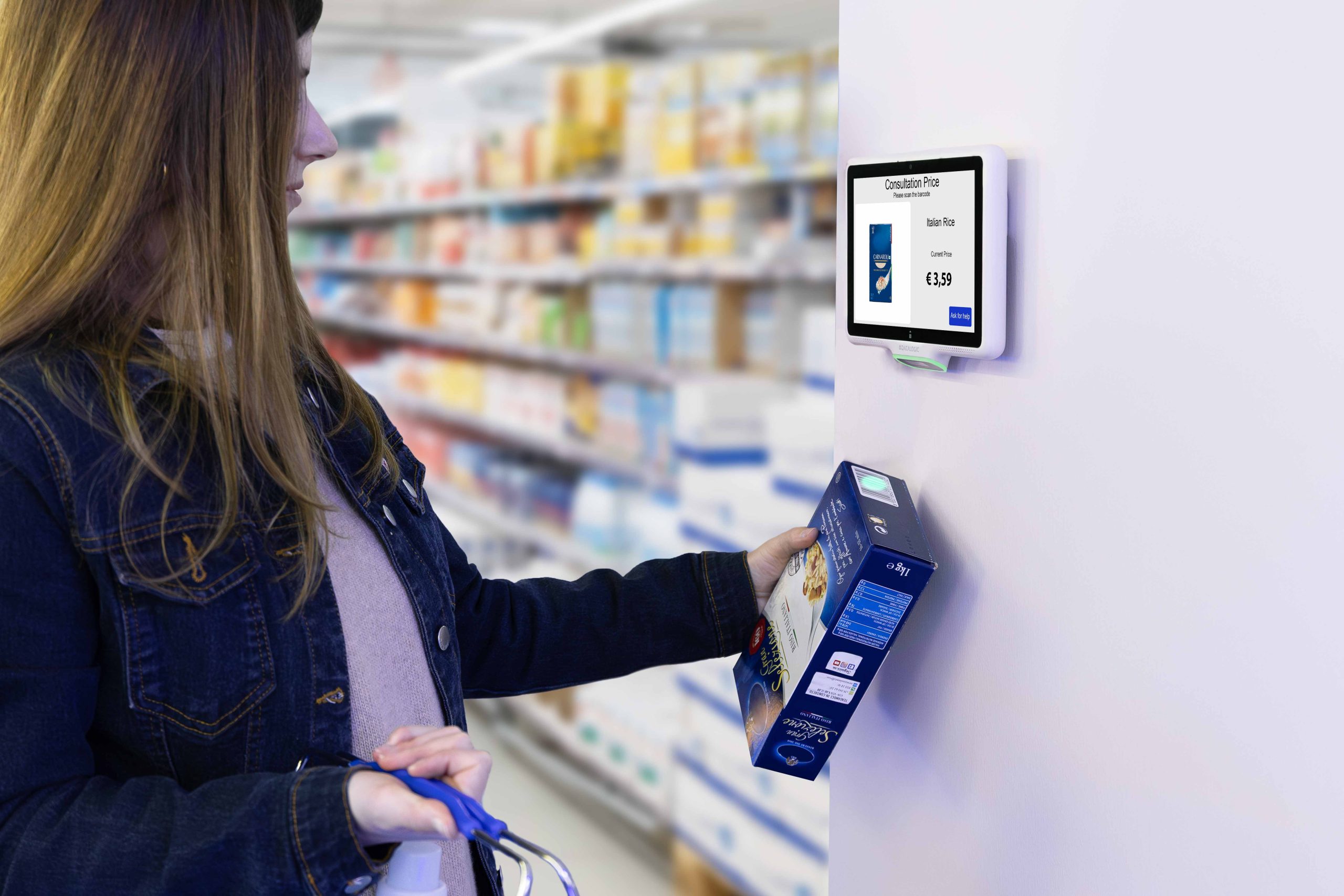 A woman scanning a product with Smart portal